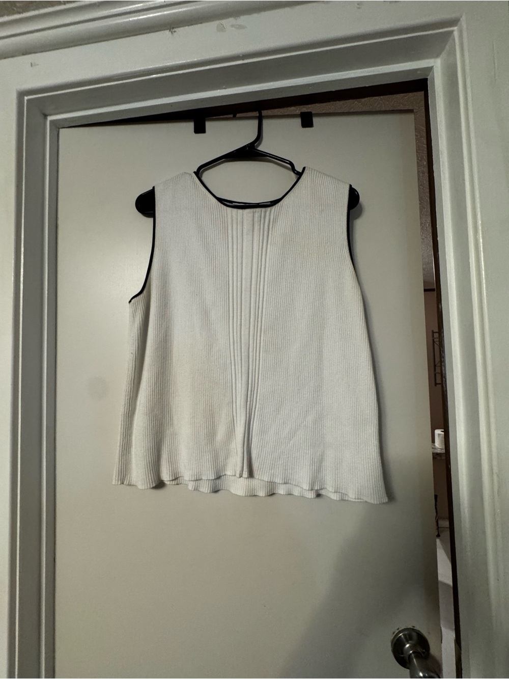 Sleeveless Cream Ribbed Knit Top